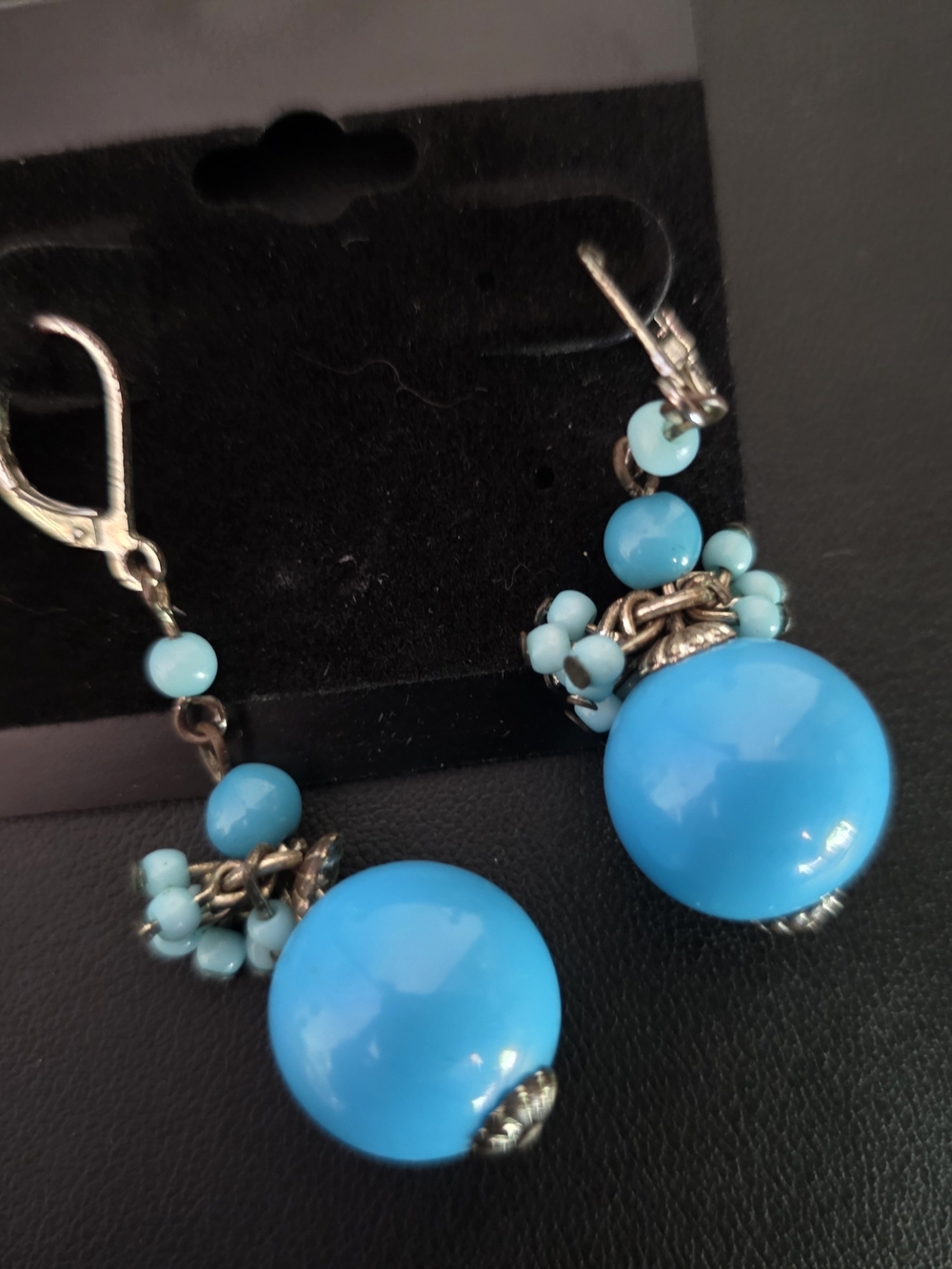 Turquoise Blue Bead Drop Earrings - Women Jewelry